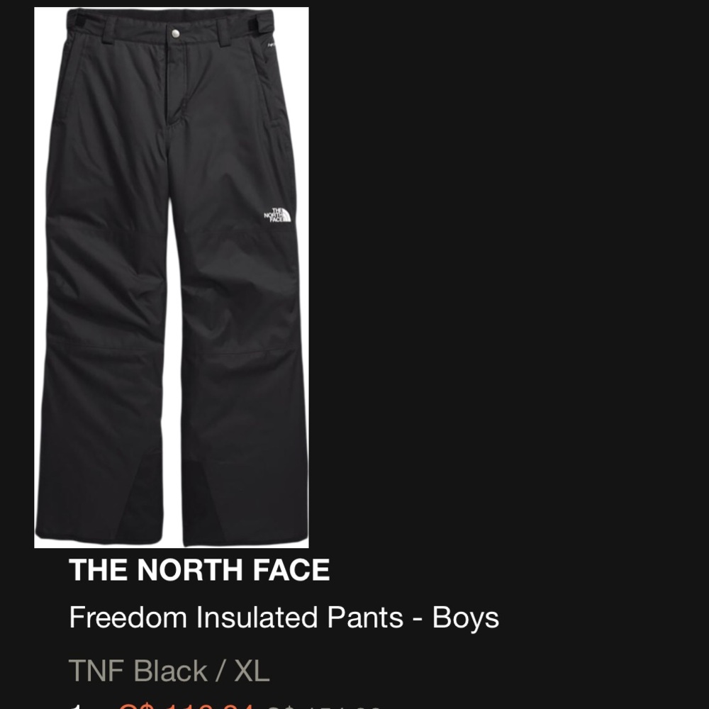 The north face freedom insulated pants boys XL brand new